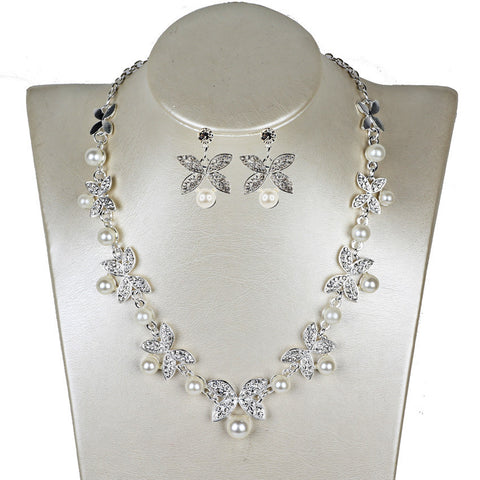 New Pearl butterfly necklace, earrings, bridal jewelry set, bridal jewelry Rimantojewelry