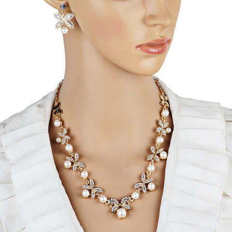 New Pearl butterfly necklace, earrings, bridal jewelry set, bridal jewelry Rimantojewelry