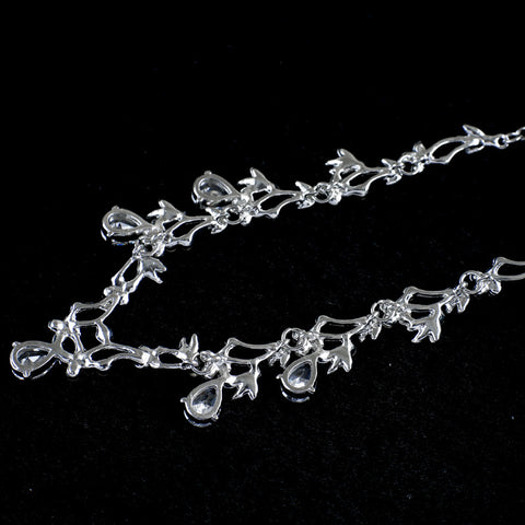 Simple Zircon Necklace Earrings Korean Bride Wedding Necklace set dinner party dress jewelry accessories Rimantojewelry