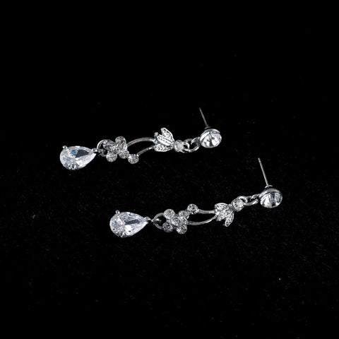 Simple Zircon Necklace Earrings Korean Bride Wedding Necklace set dinner party dress jewelry accessories Rimantojewelry