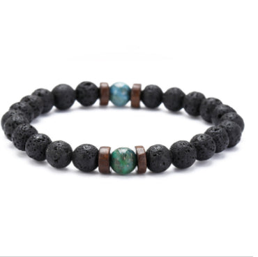 Personality Men's Black Volcanic Stone Bracelet Rimantojewelry