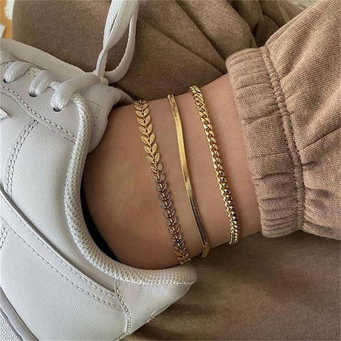 Retro 18K Gold Cross Fine Feet Chain anklet For Women Rimantojewelry