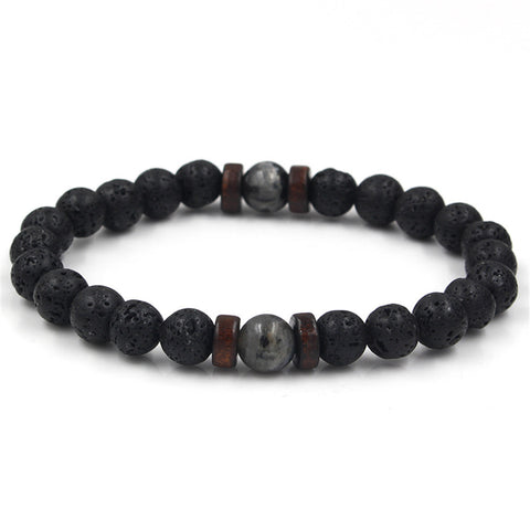 Personality Men's Black Volcanic Stone Bracelet Rimantojewelry
