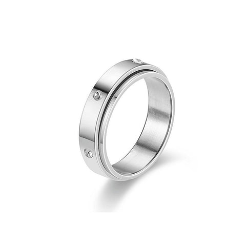 Stainless Steel Rotatable Spinner Ring Moon Stars Relieve Anxiety Rings diamond
