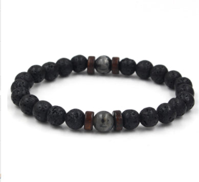 Personality Men's Black Volcanic Stone Bracelet Rimantojewelry