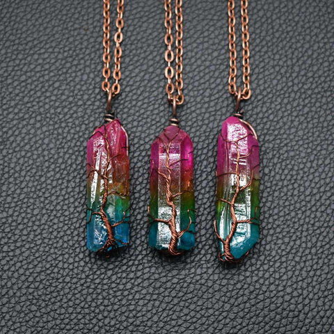 Hot Selling Stone Crystal Pillar Tree Of Life Pendant 3