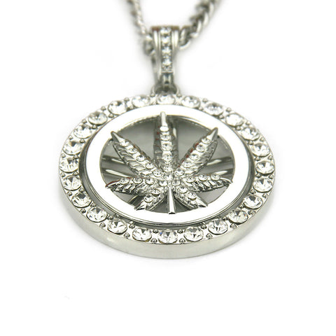 Diamond Maple Leaf Turntable Necklace For Men Rimantojewelry