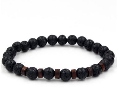 Personality Men's Black Volcanic Stone Bracelet Rimantojewelry