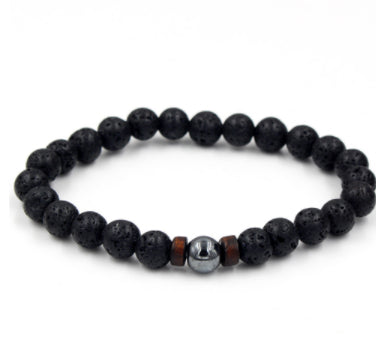 Personality Men's Black Volcanic Stone Bracelet Rimantojewelry