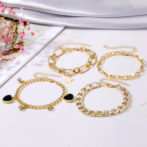 Black Peach Heart Bracelet Retro Simple Multi-layer Rimantojewelry