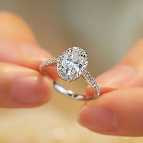 2.50 Ct Oval Cut Real Moissanite Engagement Ring 14K Solid White Gold Rimantojewelry