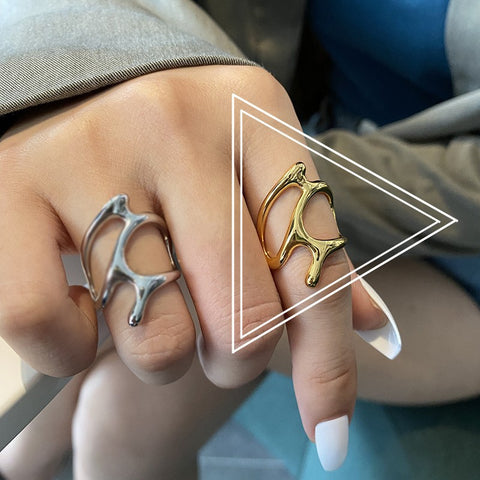 Hollow Branches Adjustable Rings for Women gold n silver