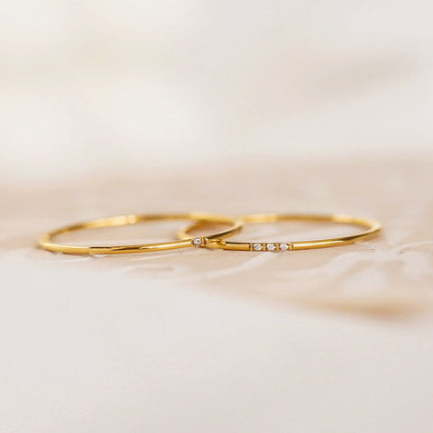 1mm Thin Cubic Zirconia Small Fingers Rings v