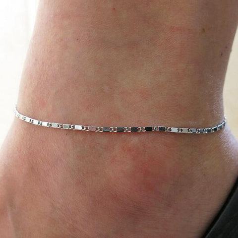 Bohemian Simple Women's All-Match Box Chain Summer Anklet Beaded Beach Rimantojewelry