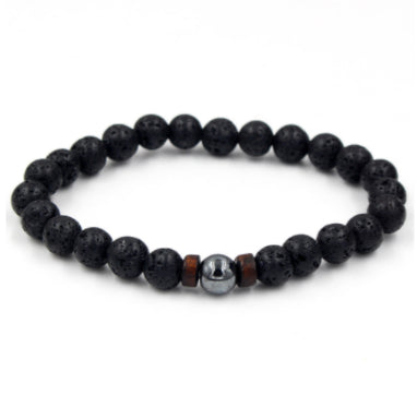 Personality Men's Black Volcanic Stone Bracelet Rimantojewelry