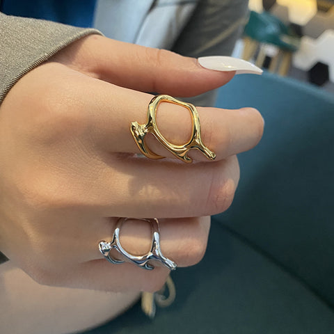 Hollow Branches Adjustable Rings for Women in finger