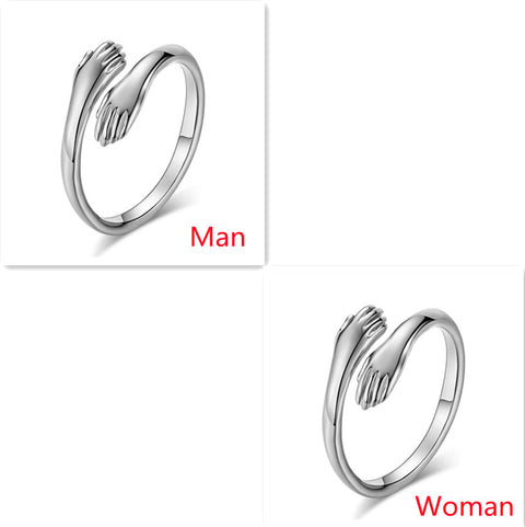 Alloy Simple Hands Hug Ring Opening Adjustable Jewelry man