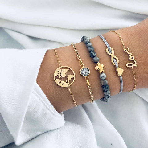 Love Map Bracelet Bracelet Set Rimantojewelry