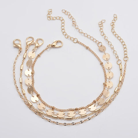 4-pack Set Tube Chain Disc Lace Bracelet Rimantojewelry