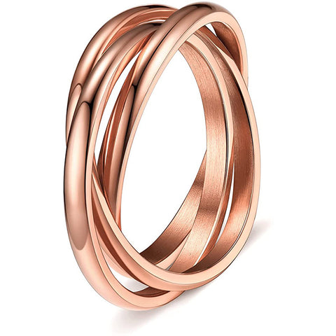 Stainless Steel Ring Triple Row Rolling Ring copper