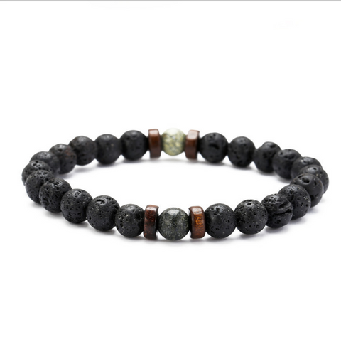 Personality Men's Black Volcanic Stone Bracelet Rimantojewelry