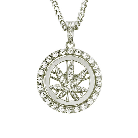 Diamond Maple Leaf Turntable Necklace For Men Rimantojewelry