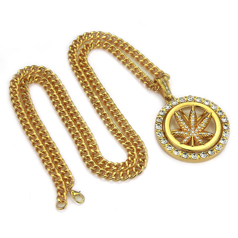 Diamond Maple Leaf Turntable Necklace For Men Rimantojewelry