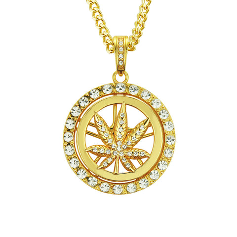 Diamond Maple Leaf Turntable Necklace For Men Rimantojewelry