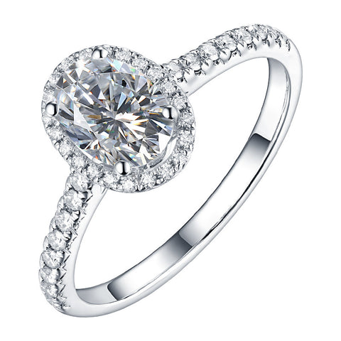 2.50 Ct Oval Cut Real Moissanite Engagement Ring 14K Solid White Gold Rimantojewelry