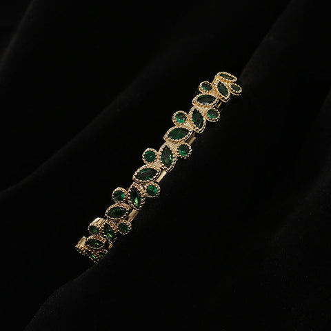 Copper Micro Inlaid Zircon Women's Net Red Leaf Bracelet Rimantojewelry