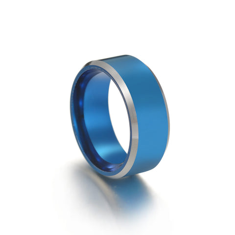 Ring Matt Stainless Steel Simple Design blue