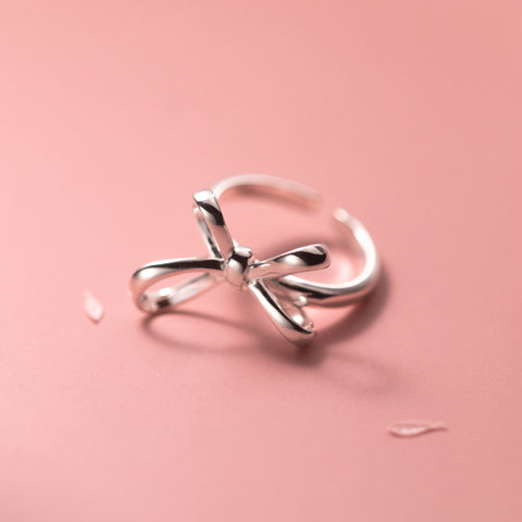 Bow Ring Fashionable Simple Line Women's Jewelry pink bg