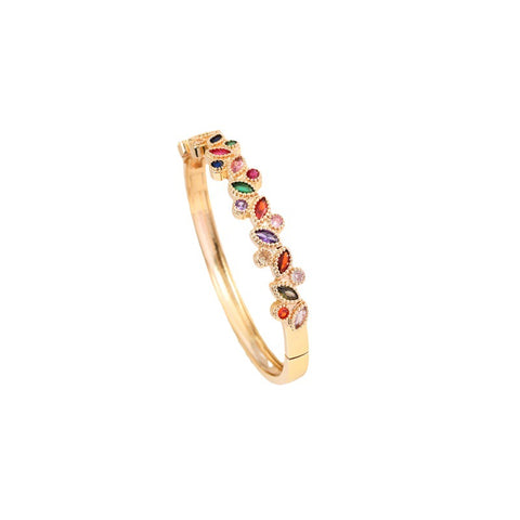 Copper Micro Inlaid Zircon Women's Net Red Leaf Bracelet Rimantojewelry