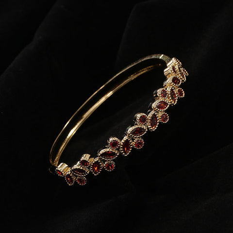 Copper Micro Inlaid Zircon Women's Net Red Leaf Bracelet Rimantojewelry