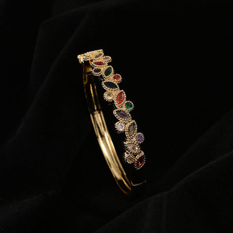 Copper Micro Inlaid Zircon Women's Net Red Leaf Bracelet Rimantojewelry