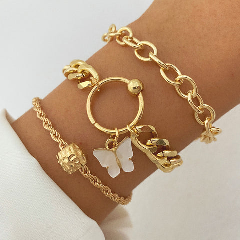 Creative Heart Pearl Multi-layer Chain OT Bracelet Suit Rimantojewelry