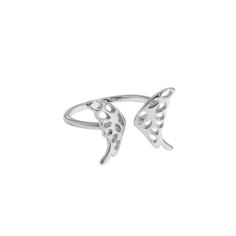 Butterfly Glossy Texture ring silver hole