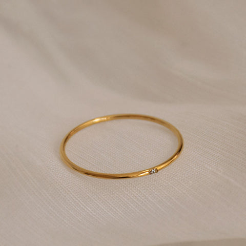 1mm Thin Cubic Zirconia Small Fingers Rings single