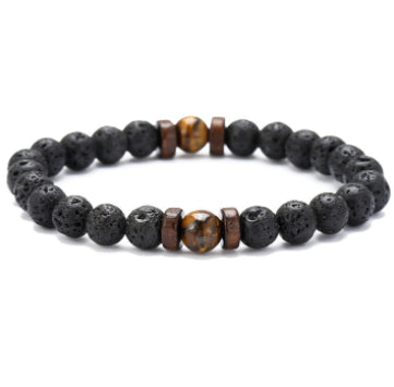 Personality Men's Black Volcanic Stone Bracelet Rimantojewelry