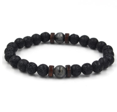 Personality Men's Black Volcanic Stone Bracelet Rimantojewelry