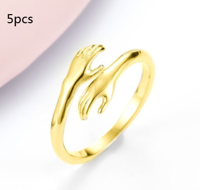 Alloy Simple Hands Hug Ring Opening Adjustable Jewelry 5p cs