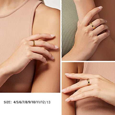 Stainless Steel Ring Triple Row Rolling Ring in finger