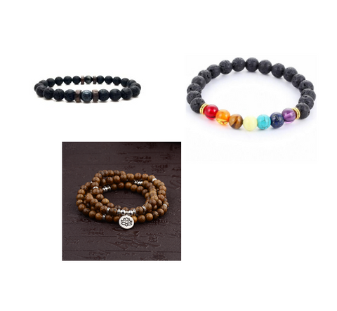 Personality Men's Black Volcanic Stone Bracelet Rimantojewelry