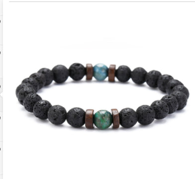 Personality Men's Black Volcanic Stone Bracelet Rimantojewelry