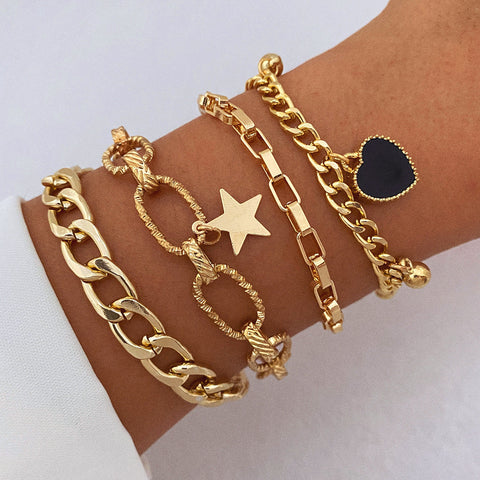 Black Peach Heart Bracelet Retro Simple Multi-layer Rimantojewelry