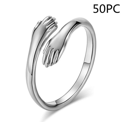 Alloy Simple Hands Hug Ring Opening Adjustable Jewelry 50 pcs