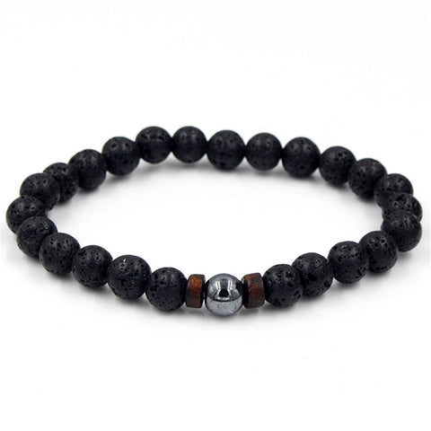 Personality Men's Black Volcanic Stone Bracelet Rimantojewelry
