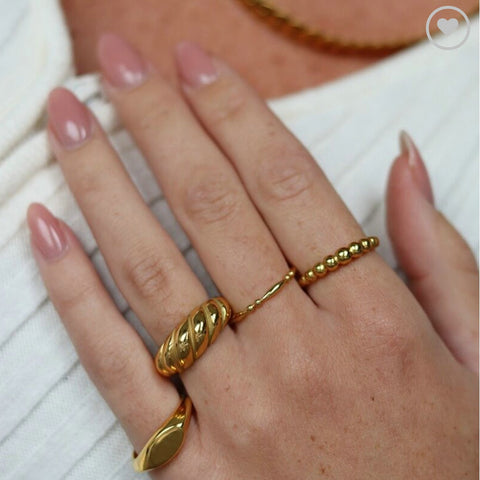 European And American INS Style Chic Small Dot Mini Ring 18K Gold Plating Rimantojewelry