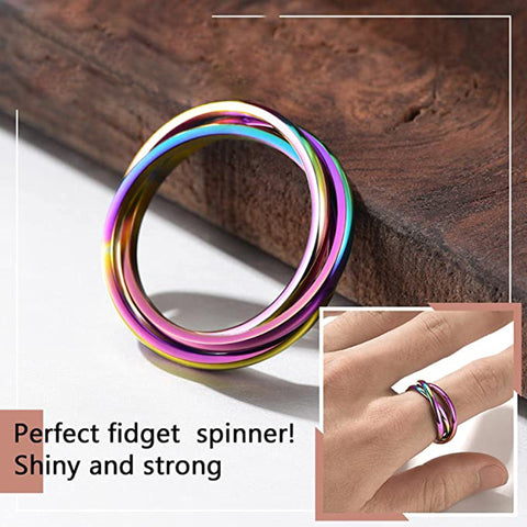 Stainless Steel Ring Triple Row Rolling Ring purple