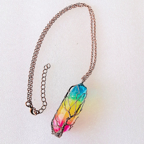 Hot Selling Stone Crystal Pillar Tree Of Life Pendant Rimantojewelry